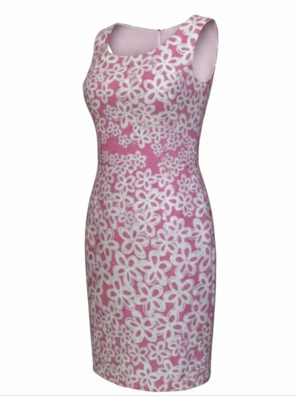 Taylor Pink White Retro Floral Print Summer Sheath Dress Size 4 - Picture 2 of 5